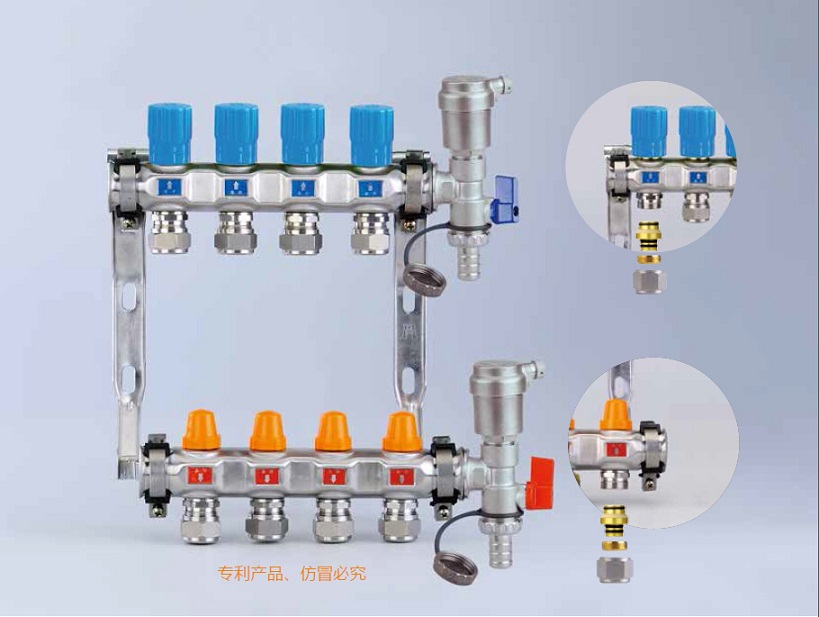 C303不锈钢精品分水器(手动温控带截止阀)